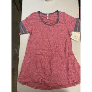 NWT LuLaRoe Perfect T Sz Xs Pink Heather/ Gray Collar & Stripes On Sleeves